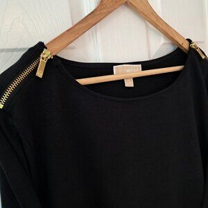 Michael Kors Women's Black Plus size tunic with gold zipper details 3X